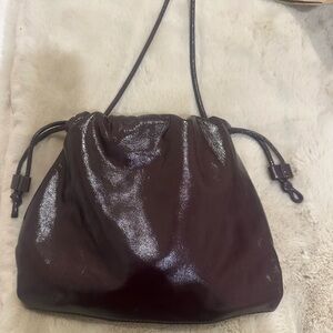 COS burgundy mini cavatelli clutch